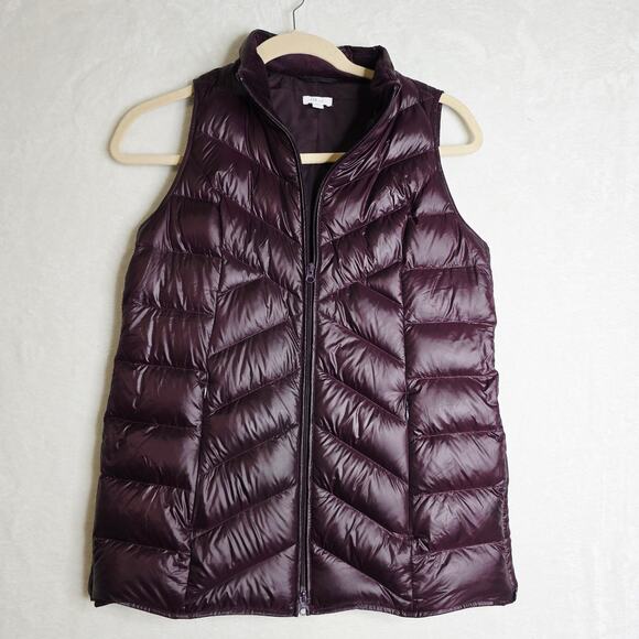J.jill Down Jackets & Blazers - J.jill Down Burgundy Small long length Vest with Zip & Side Zip. Warm Soft Comfy